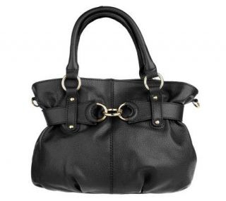 Maxx New York Pebble Leather Small Belted Top Handle Bag —