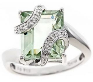 Sterling Gemstone & White Diamond Accent Ring —