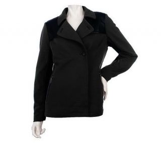 LOGO by Lori Goldstein Jacket with Faux Leather Shoulder Detail