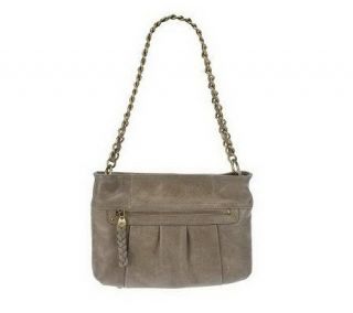 Makowsky Vintage Leather Shoulder Bag w/Chain Strap & Front Pocket