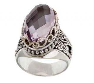 Suarti Artisan Crafted Sterling 6.20ctFancy Cut Amethyst Ring