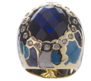 Lauren G Adams Multi Color Enamel and Faceted Crystal Ring —