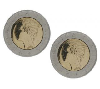500 Lire Coin Omega Back Earrings 14K Gold —