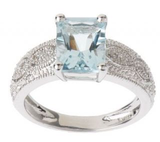 Sterling 1.70 ct Aquamarine & Diamond Accent Ring —