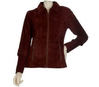 Linea by Louis DellOlio Suede Jacket w/Rib Knit Back Panels & Cuffs 