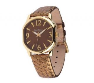Joan Rivers Classic Woven Leather Strap Watch —