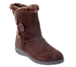 White Mountain Suede Boots with Faux Fur Lining —