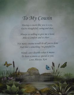 To My Cousin Personalized Poem Birthday or Christmas Gift Secret
