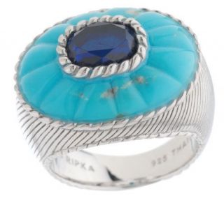Judith Ripka Sterling Turquoise & Lab Created Inlay Ring —