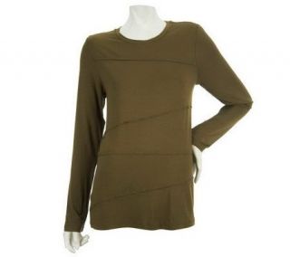 LOGO by Lori Goldstein Long Sleeve Knit Top with Seaming Detail