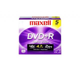 Maxell 4.7GB 4X Write Once DVD R Blank Media  5Pack —