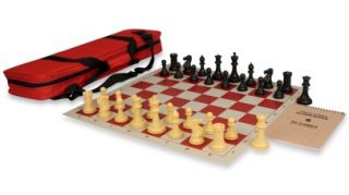 Conqueror Tournament Chess Set Package Black Camel Red