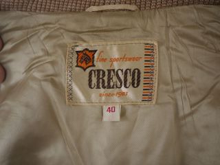 Vintage 1970s Cresco Geunine Soft Suede Brown Blazer Sport Coat Mens