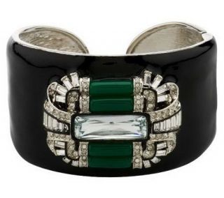 Kenneth Jay Lanes Baguette Deco Inspired Cuff Bracelet —