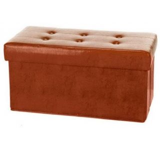 Faux Leather Tufted Collapsible Bench w/ Tray by Valerie   H197880