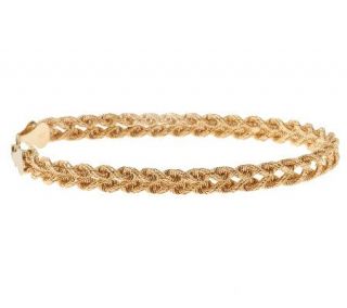 EternaGold 7 1/4 Textured Heart Rope Bracelet 14K Gold, 2.6g   J268877
