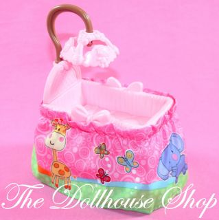 New Pink Baby Girl Doll Crib Cradle Nursery Fisher Price Loving Family
