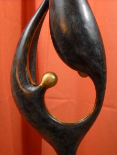 Contemporary Abstract Peace Symbol Brass Statue Sculpture Art Deco