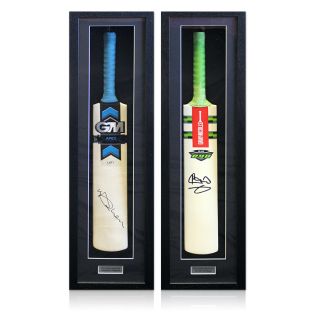 Framed Vaughan Botham Signed Cricket Bats Dual Presentation