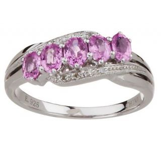 80 ct tw Pink Sapphire & Diamond Accent Sterling Band Ring — 