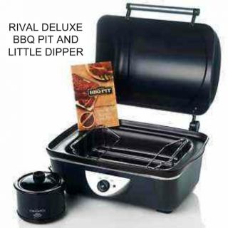 Deluxe Rival Crock Pot BBQ Barbeque Pit Stoneware Slow Cooker Black