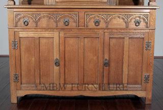Antique Solid Oak Jacobean Court Cupboard Buffet Sideboard Server