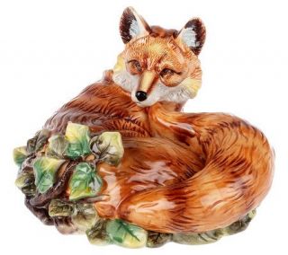 Handpainted Fox Figure with Embossed Accents by Valerie —