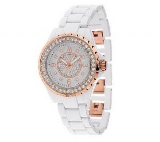 Melania Kings Ceramic Style Crystal Dial Bracelet Watch —