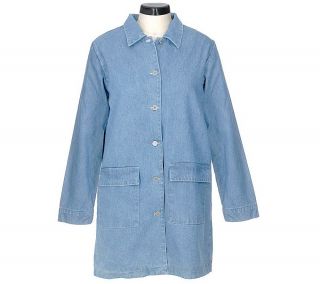 Denim & Co. Denim Duster with Gingham Lining —