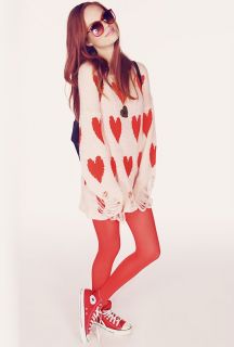 WILDFOX Couture All Over Love Lennon Sweater in Pink Peony s Fall 12
