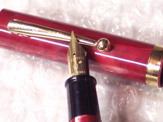 Stunning New Old Stock Sheaffer Flat Top Red Pearl Gold Color Med NIB