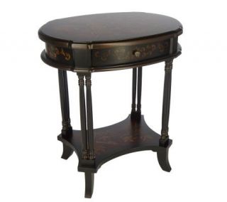 Bombay Hand Painted Dark Cherry Sparrow 28 1/2 Side Table —