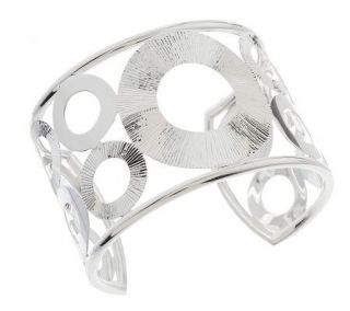 Sterling Wide Textured & Polished Circle Cut out Cuff 18.0g — 