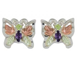 Black Hills Gemstone Butterfly Earrings, Sterling/12K —