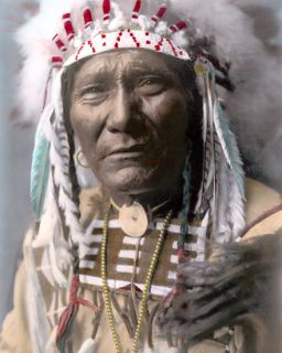 Hand Color Tinted Photo Ghost Bear Crow Warrior 1908