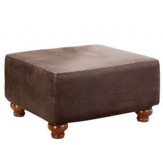 Sure Fit Stretch Faux Leather Ottoman Slipcover —