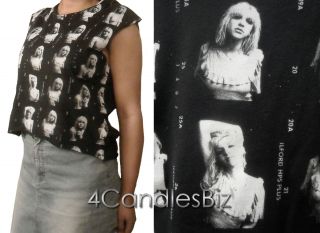 Ladies Black Courtney Love Hole Grunge Sleeveless T Shirt Sizes UK 6