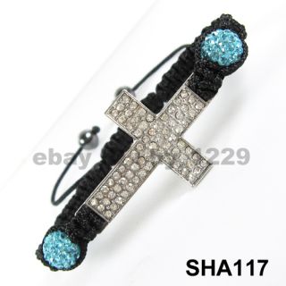 Hot Cross Shamballa Bracelet 10mm Crystal Clay Disco Ball Beads 9