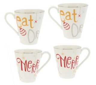 Lenox Eat, Drink and Be Merry Set of 4 Mugs —