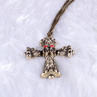  Jewelry Bronze Cross Pendants Chain Sweater Necklace J317