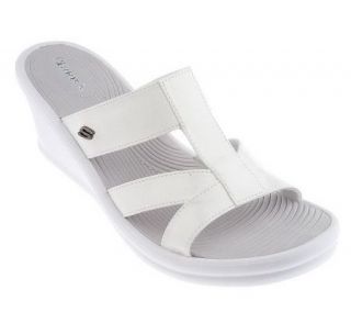Skechers Crinkled Patent Double Band Wedge Slides —