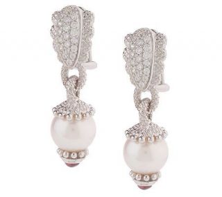 Judith Ripka Sterling Cultured Freshwater Pearl Earrings —