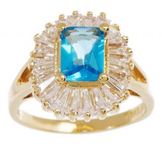 Jacqueline Kennedy Simulated Aquamarine & Diamond Ring   J262296