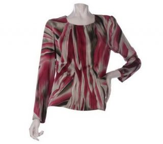Linea by Louis DellOlio Printed Blouse with Back Zipper Closure 