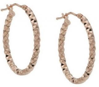 VicenzaGold 1 Oval Diamond Cut Hoop Earrings 14K Gold —