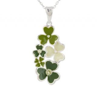 Sterling Silver Shamrock and Peridot Pendant with Chain —