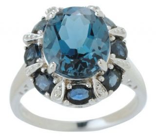 00 ct tw LondonBlueTopaz and Sapphire Diamond Accent Sterling Ring 