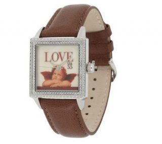 With Love Collection Stainless Steel Watch with Leather Band