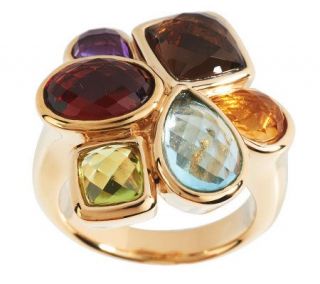 Bold Multi gemstone Cluster Design Ring 14K Gold —
