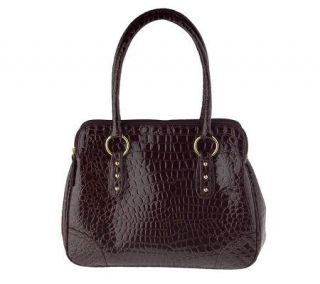Joan Rivers Timeless Elegance Croco Embossed Brown Handbag —